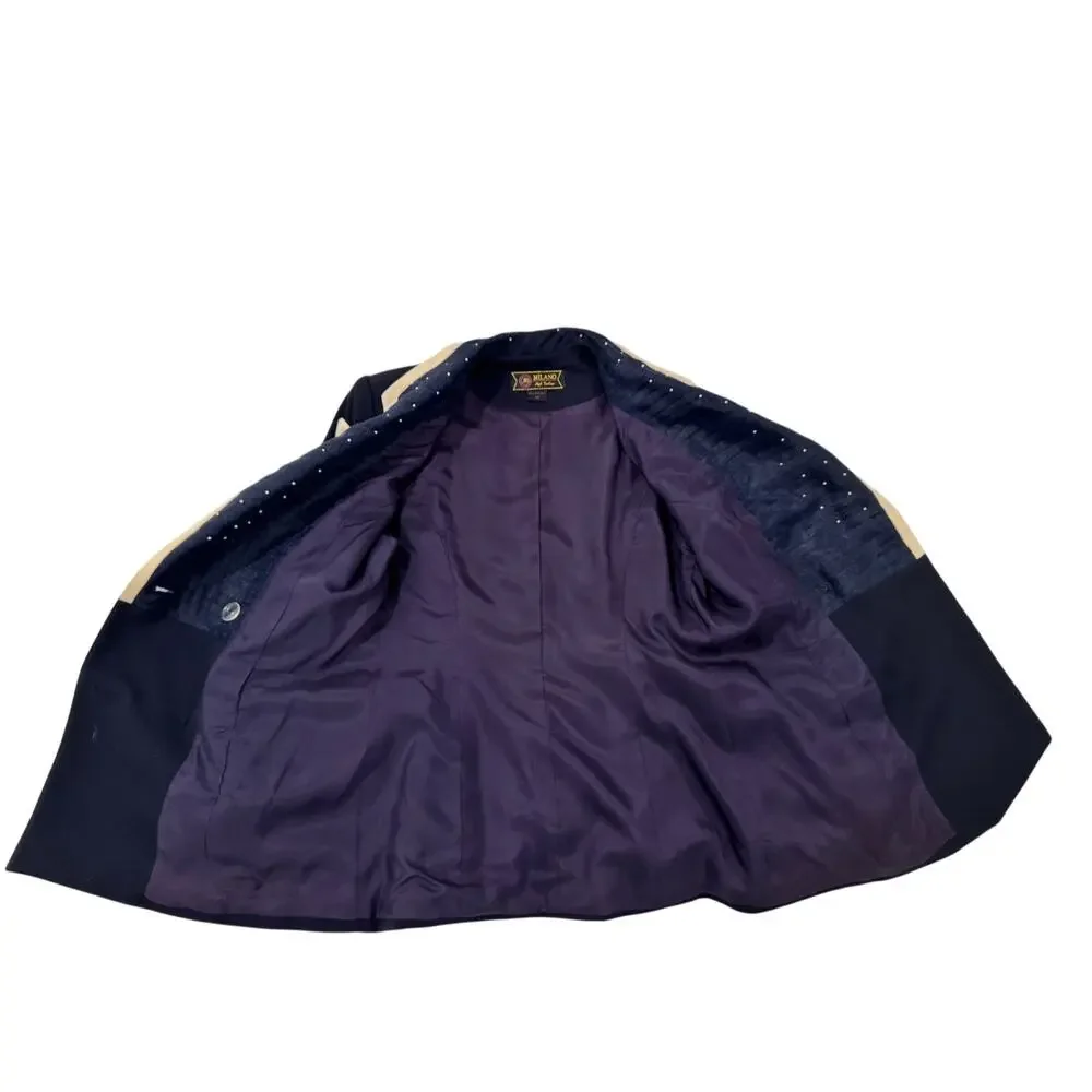 Milano High Fashion Vintage Blazer Pearl Navy Women's 40 Regencycore Royalcore - Picture 13 of 13